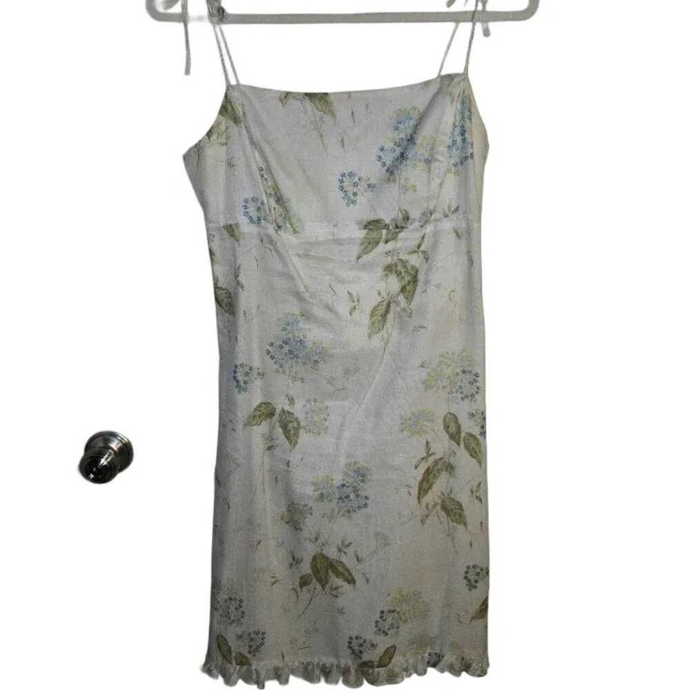 Shoshanna Floral Dress Size 8 Pastel Green Tie Strap Garden Party